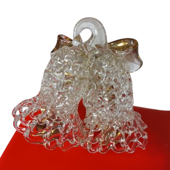 Glass Bell Ornament With Gold Accents & Intricate Design - Elegant Christmas - Picture 4 of 5